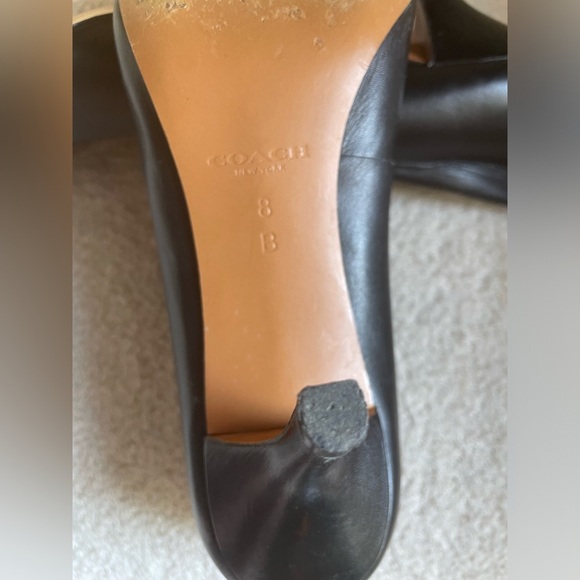 Coach Black Leather Heels with Silver plate size 8 NWOT - Picture 4 of 7